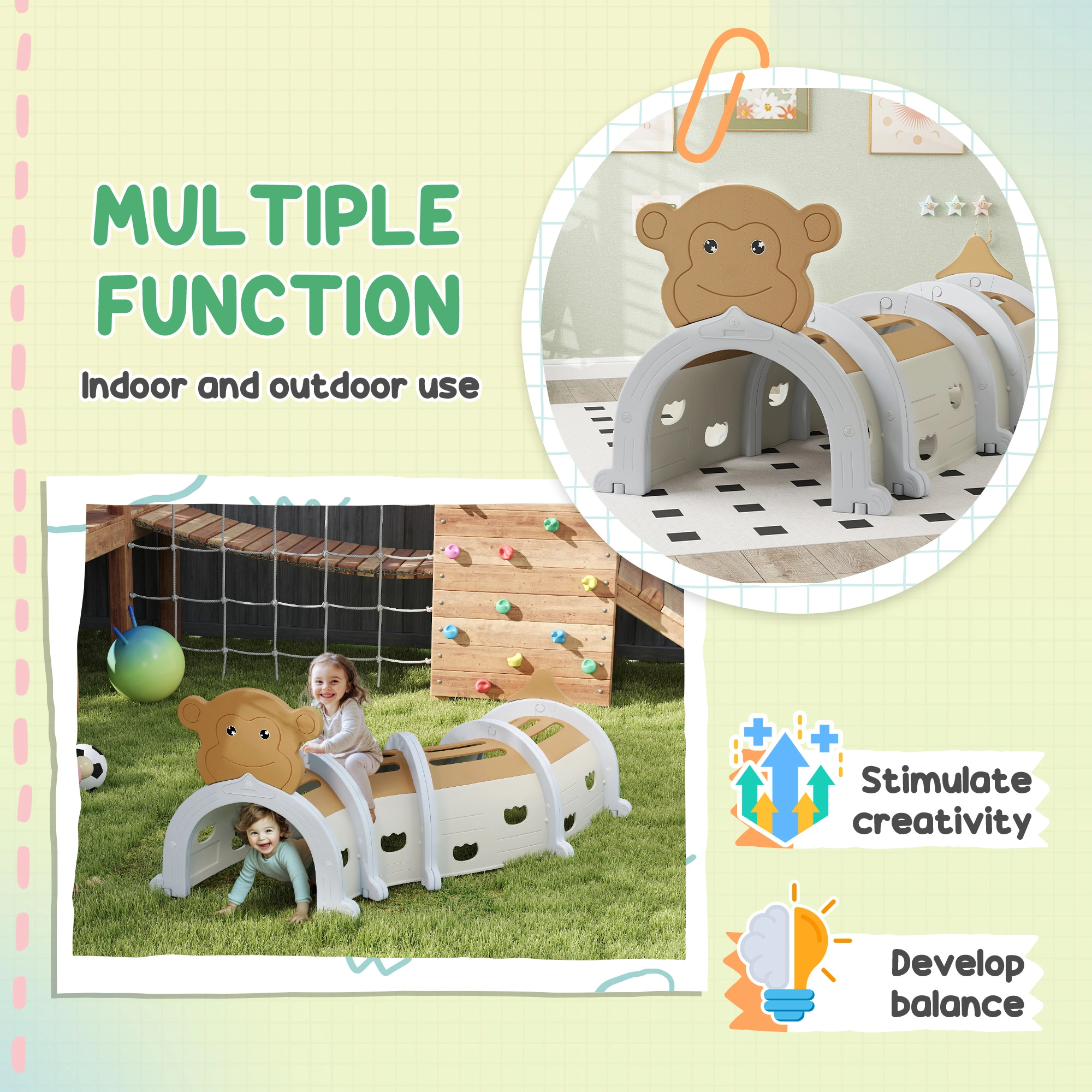 Indoor Toddler Climbing Toy Set, Children's Foam Soft Play Gym with Tunnel, arches & Blocks for Kids Ages 1-3 view 3