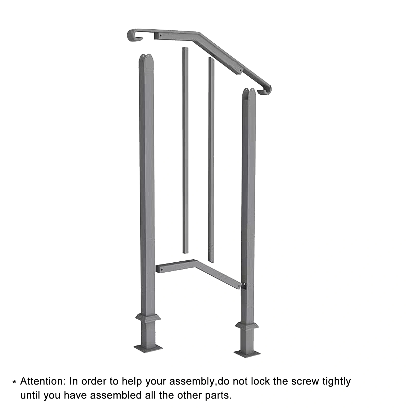 Artisasset Matte Black Wrought Iron Handrail, 1-Tier Outdoor Stair Railing for 1-Step Entryway view 2