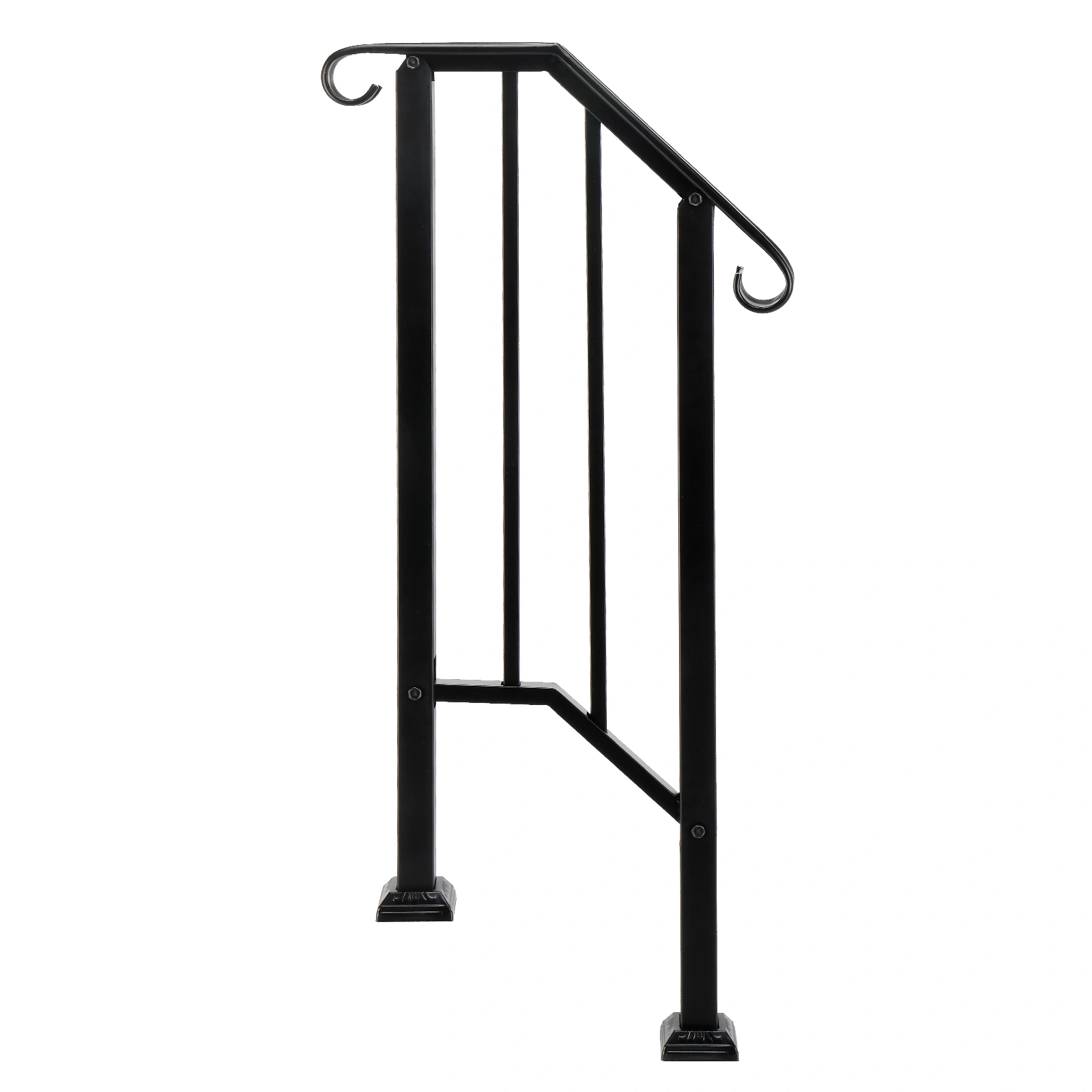 Artisasset Matte Black Wrought Iron Handrail, 1-Tier Outdoor Stair Railing for 1-Step Entryway view 3