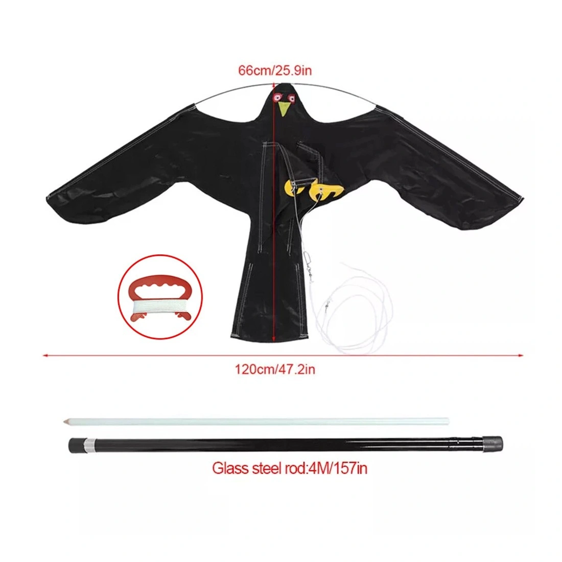 Flying Hawk Kite Garden Bird Repeller Scarecrow with 4m Telescopic Pole view 4