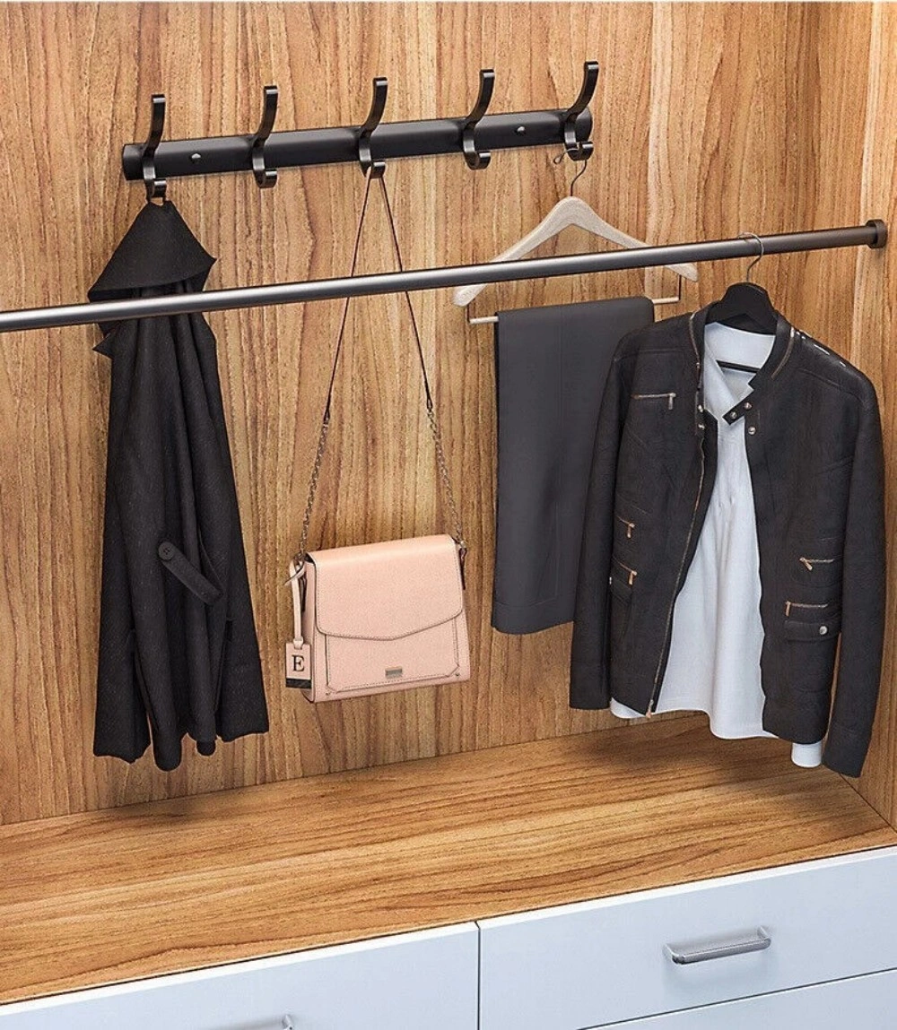 12-Hook Aluminum Wall Mounted Coat Rack with Door Hanger for Keys, Coats & Clothes view 4
