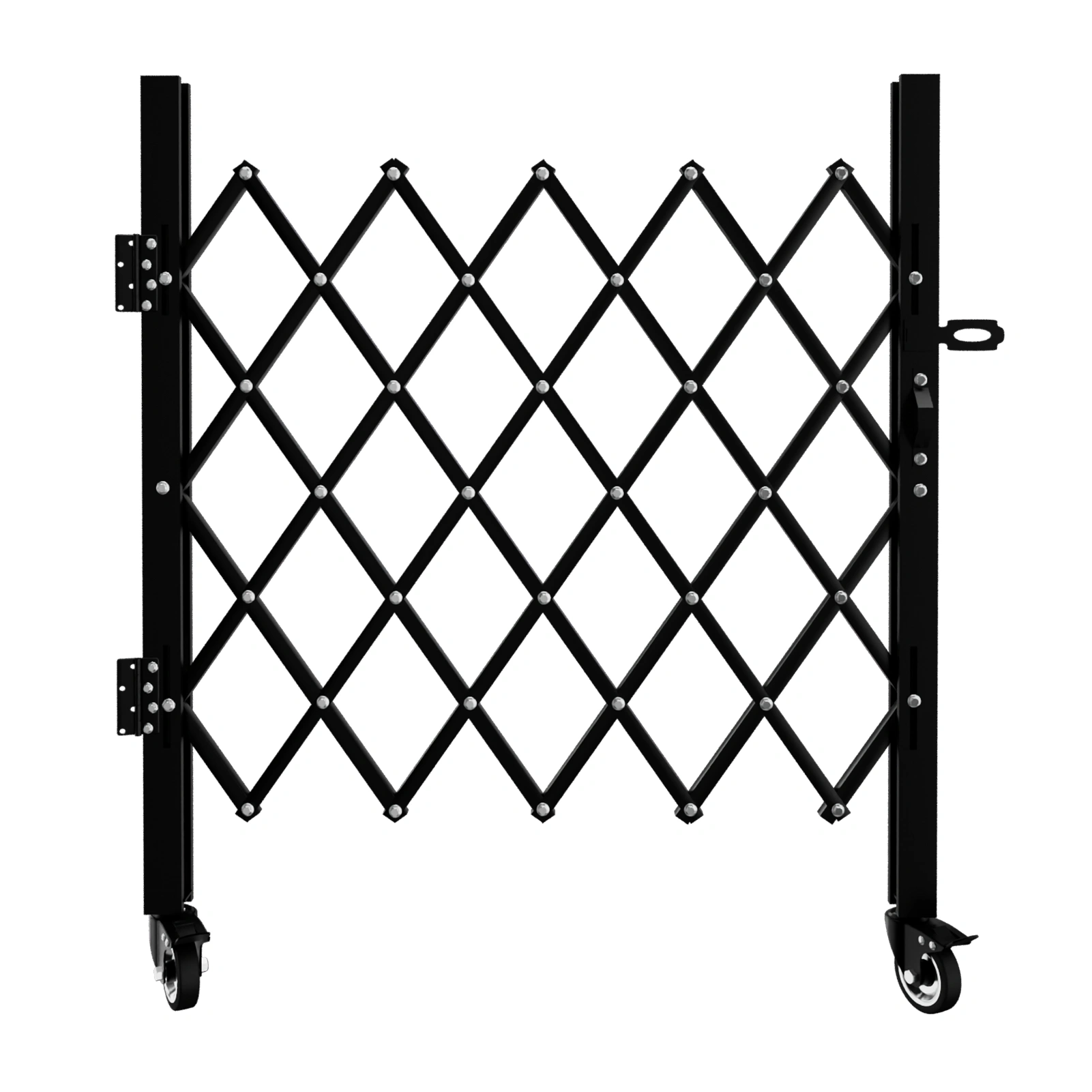 Foldable Security Gate, Expandable Safety Barrier, 360° Swivel Casters Lockable Design, Portable Rolling Barricade for Garage Warehouse Driveway Pool, 51.57"H x 74"W