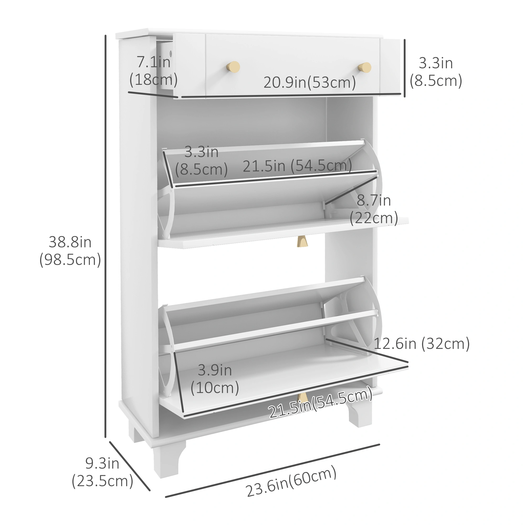Shoe Storage Cabinet, 4-Tier Shoe Rack Organizer with Doors, Slim Entryway Shoe Cabinet for Hallway, Living Room, Closet, Easy Assembly view 3