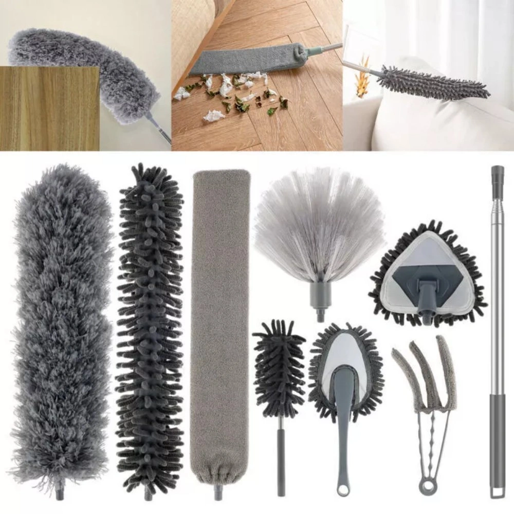 9pcs Extendable Feather Duster - Long Telescopic Static Duster Brush with Adjustable Handle for Home Dusting view 3