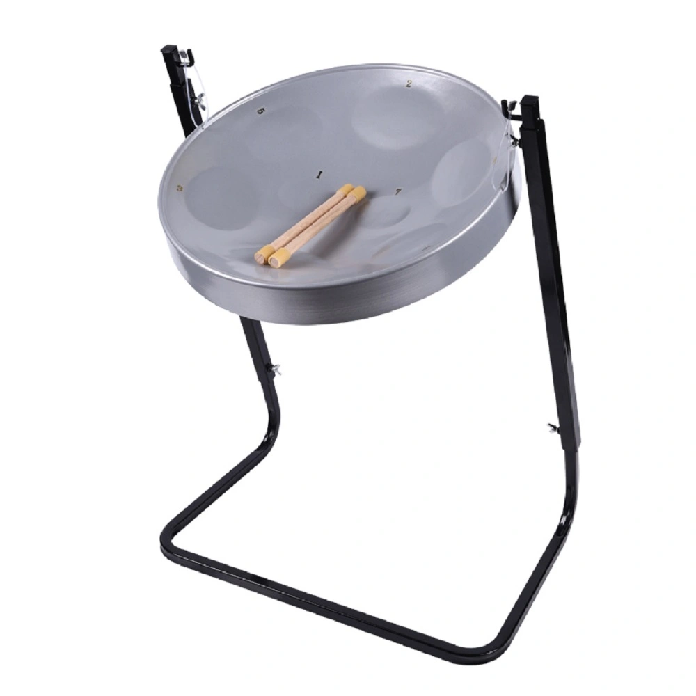 16" Silver Blue Handmade Trinidad Steel Pan Drum G Major Alloy Percussion Kit with Adjustable Z Stand for Kids Beginners view 4
