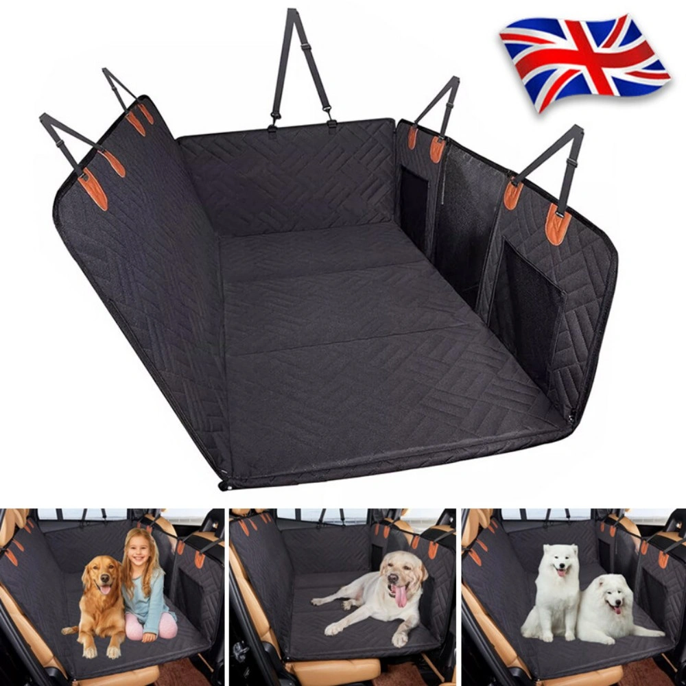 Dog Car Seat Cover with Hard Bottom - Back Seat Extender Protector for Pets
