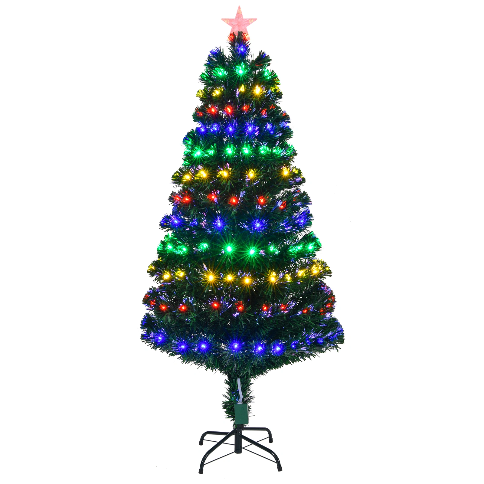 5 Ft Pre-Lit Artificial Christmas Tree with Top Star, 180 Fiber Optic LEDs, Full Branch Tips, Green Xmas Decor for Home & Party