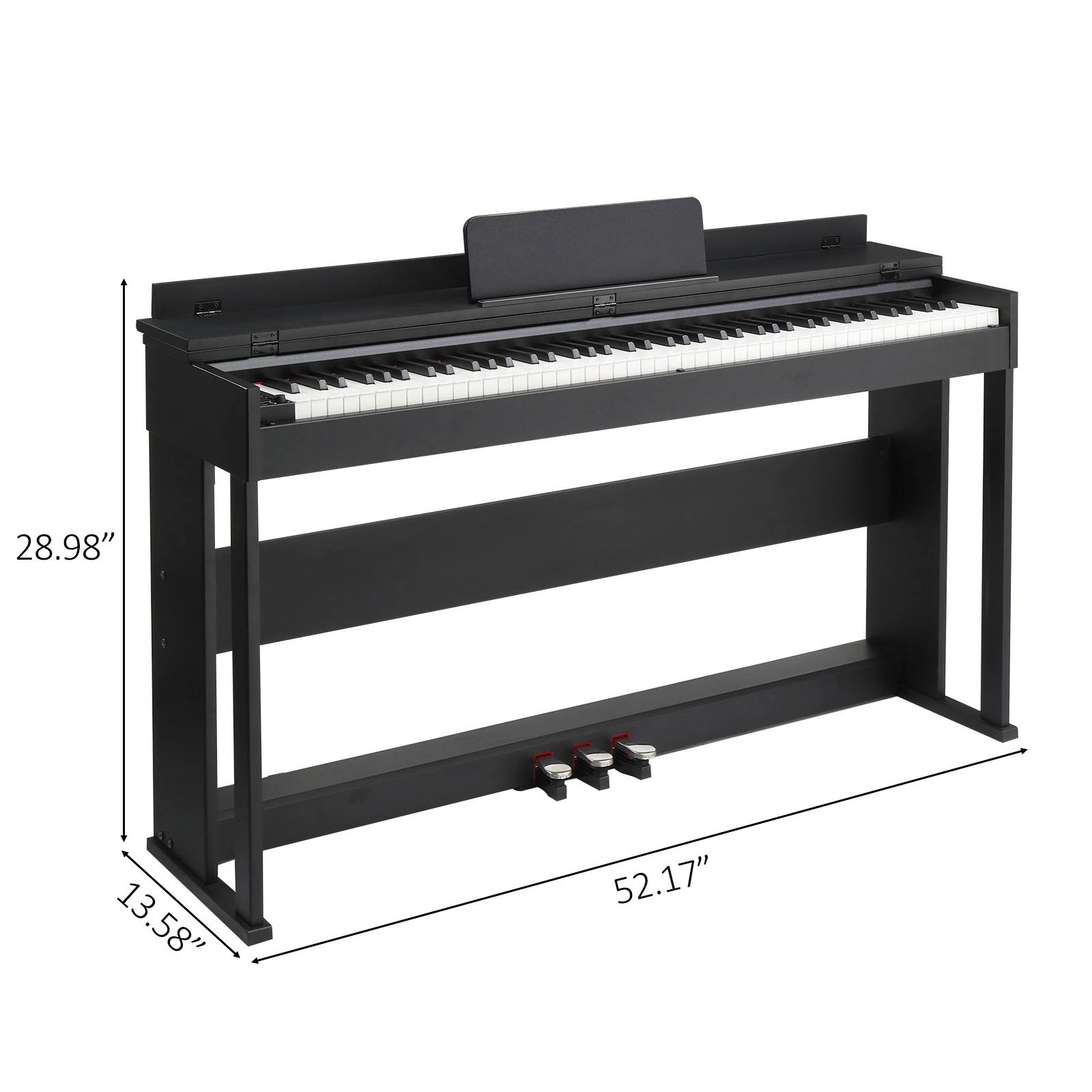 GDP-205S01 88 Keys Digital Piano Full Weighted Action with Furniture Stand, Triple Pedals, Power Adapter & Headphone - Black Flip-Top Home Keyboard for Beginner to Advanced Players view 2