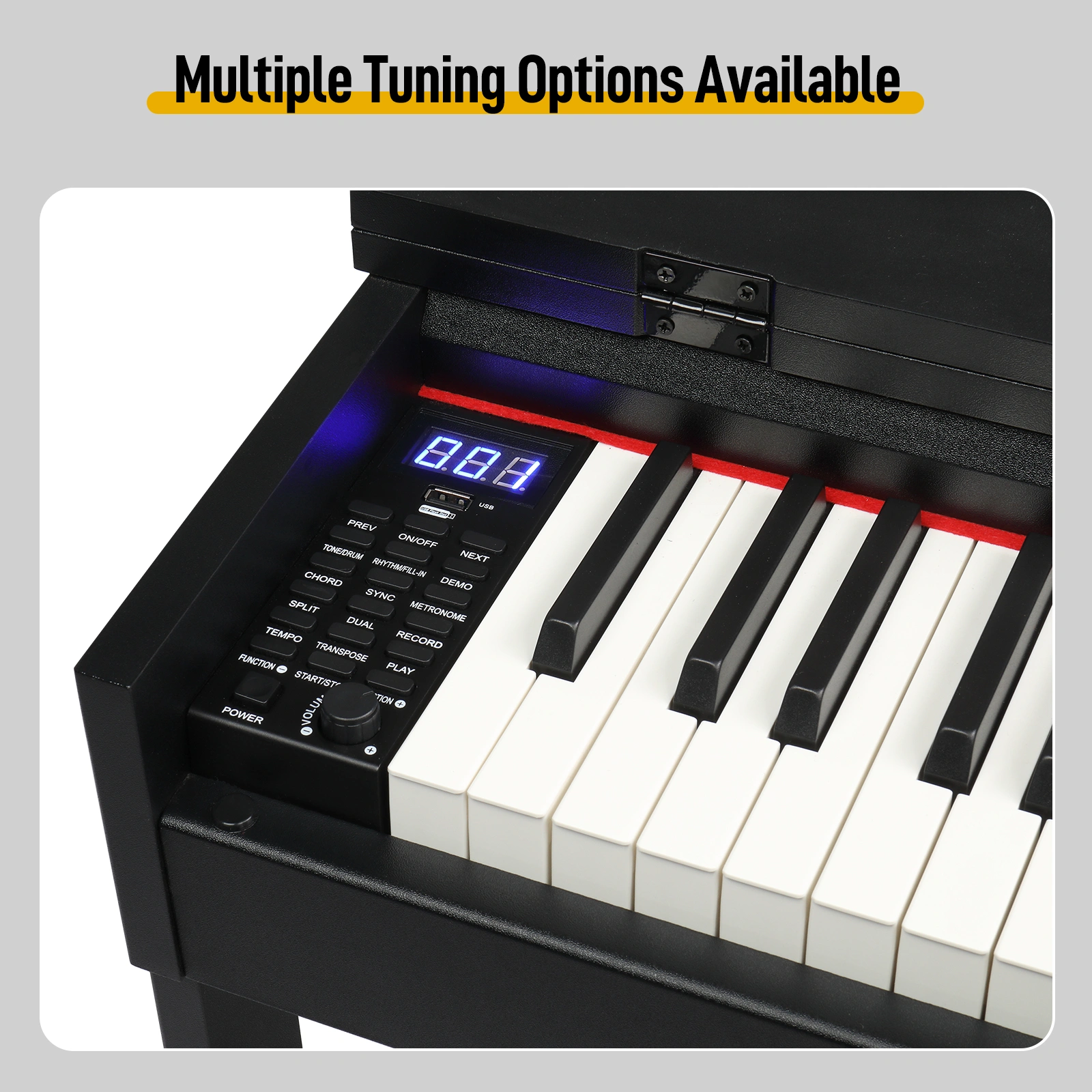 GDP-205S01 88 Keys Digital Piano Full Weighted Action with Furniture Stand, Triple Pedals, Power Adapter & Headphone - Black Flip-Top Home Keyboard for Beginner to Advanced Players view 4