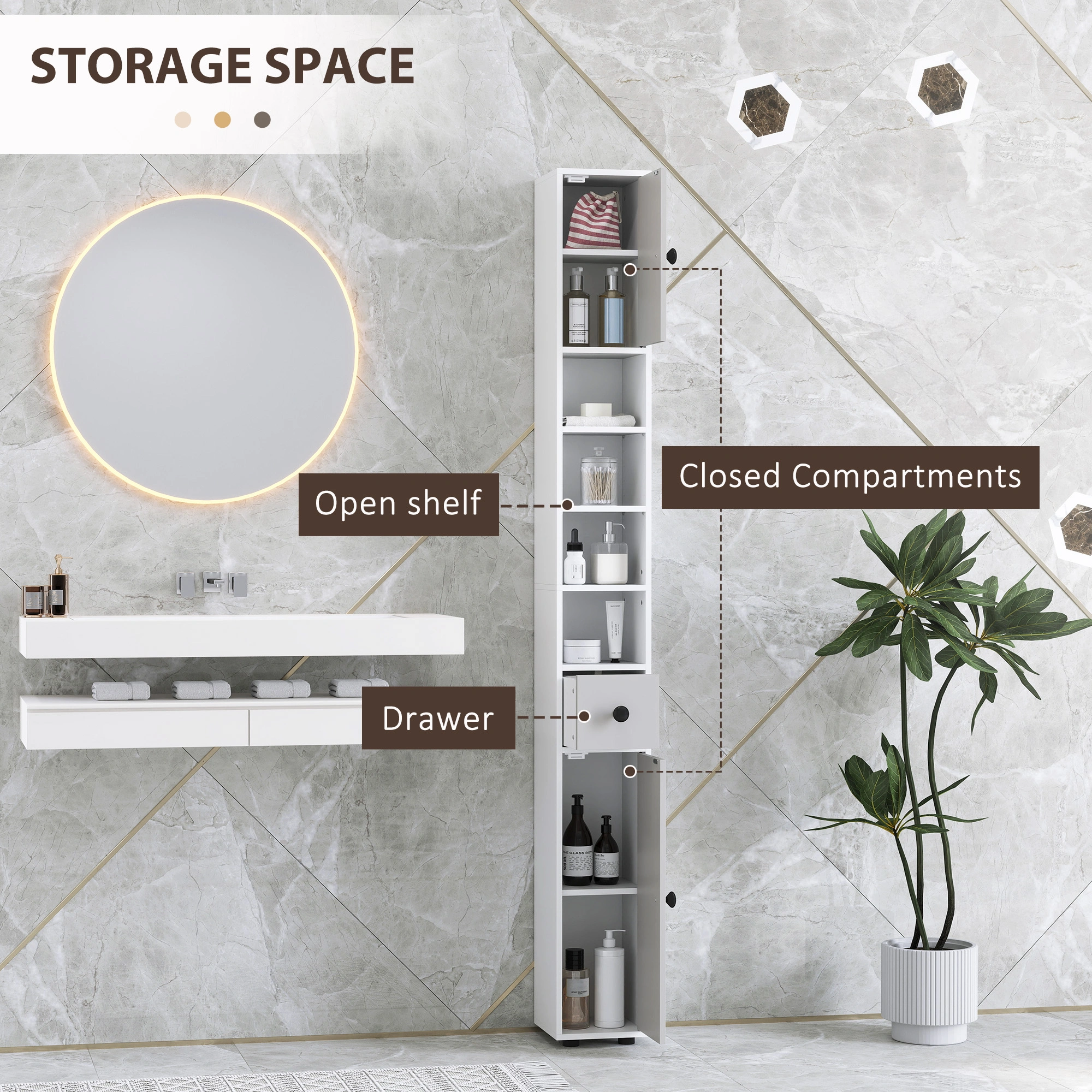 Bathroom Cabinet - Wall-Mounted Storage Cabinet with Mirror, Moisture-Resistant Organizer view 5
