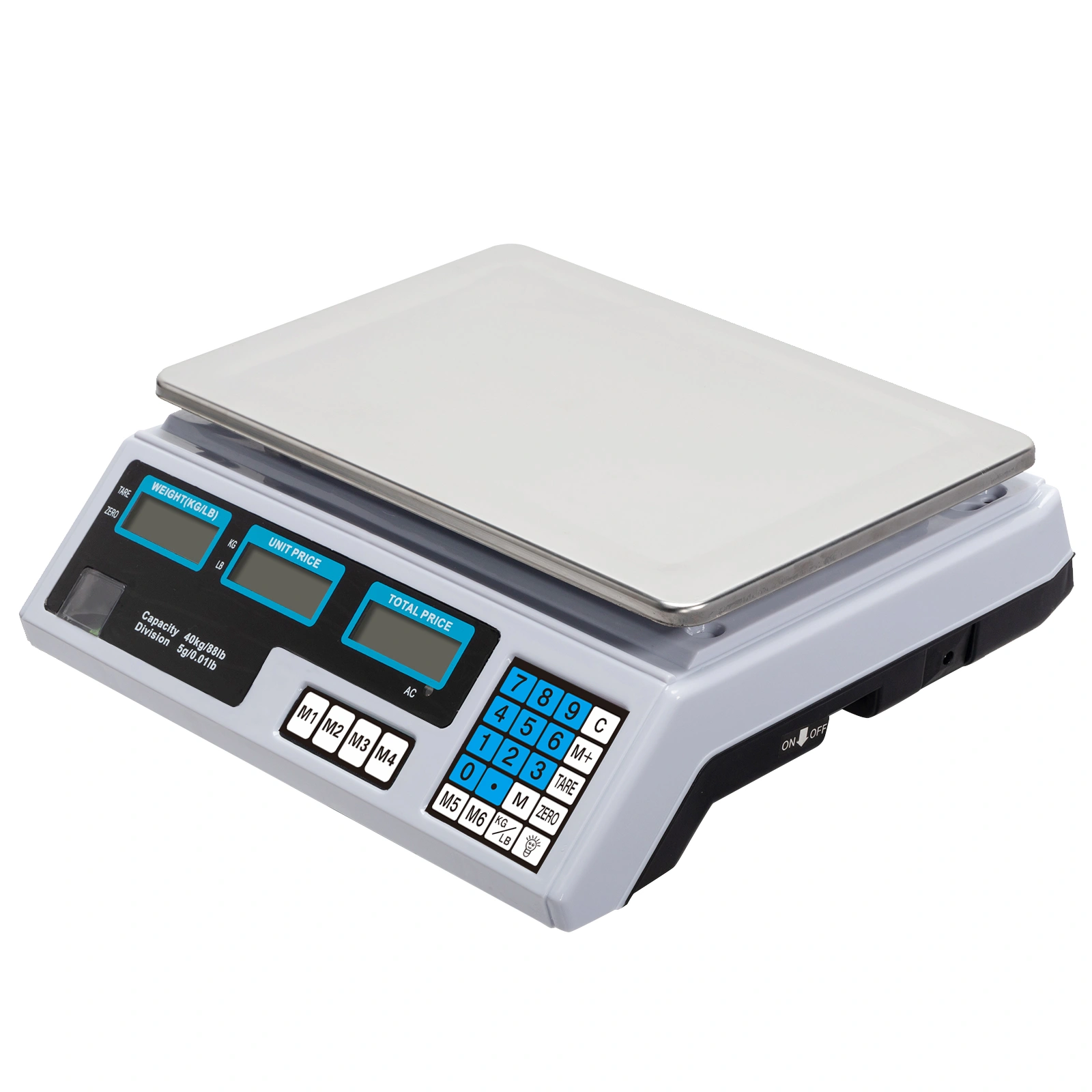ACS-30 Digital Price Computing Scale 40kg x 5g Vegetable Market UK Plug Silver White view 2