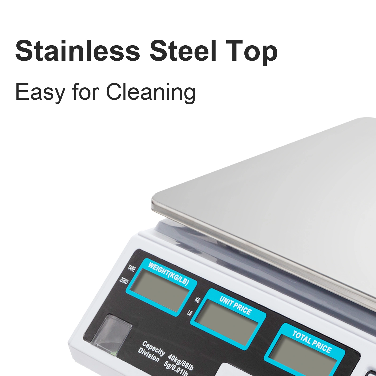 ACS-30 Digital Price Computing Scale 40kg x 5g Vegetable Market UK Plug Silver White view 4