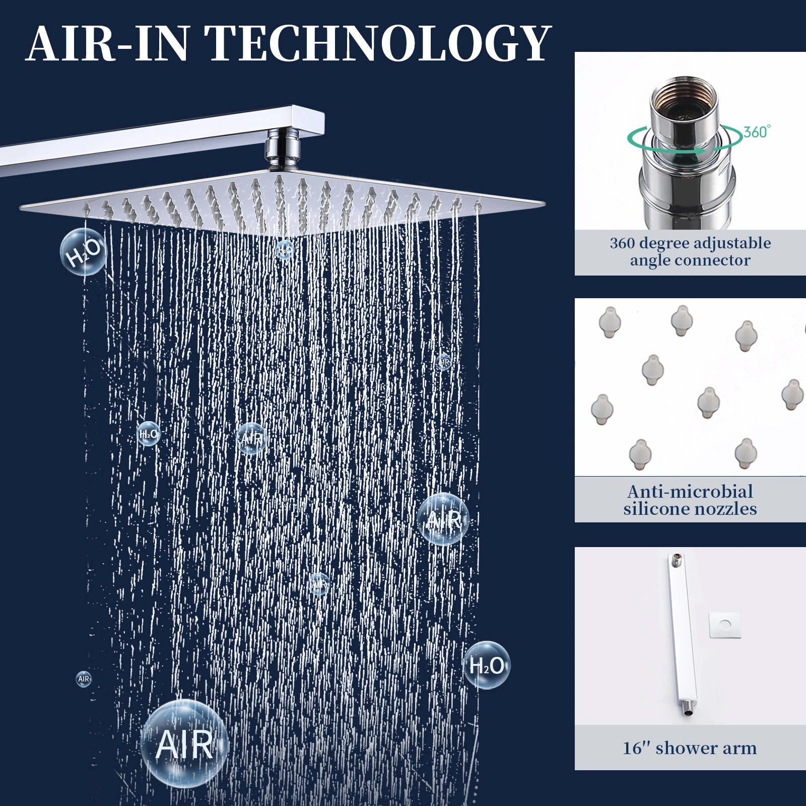 Shower System Shower Faucet Combo Set Wall Mounted with 10" Rainfall Shower Head and handheld shower faucet, Chrome Finish with Brass Valve Rough-In[Unable ship on weekends, TK/TEMU only for pickup, only TX10643 warehouse supports GOFO] view 3