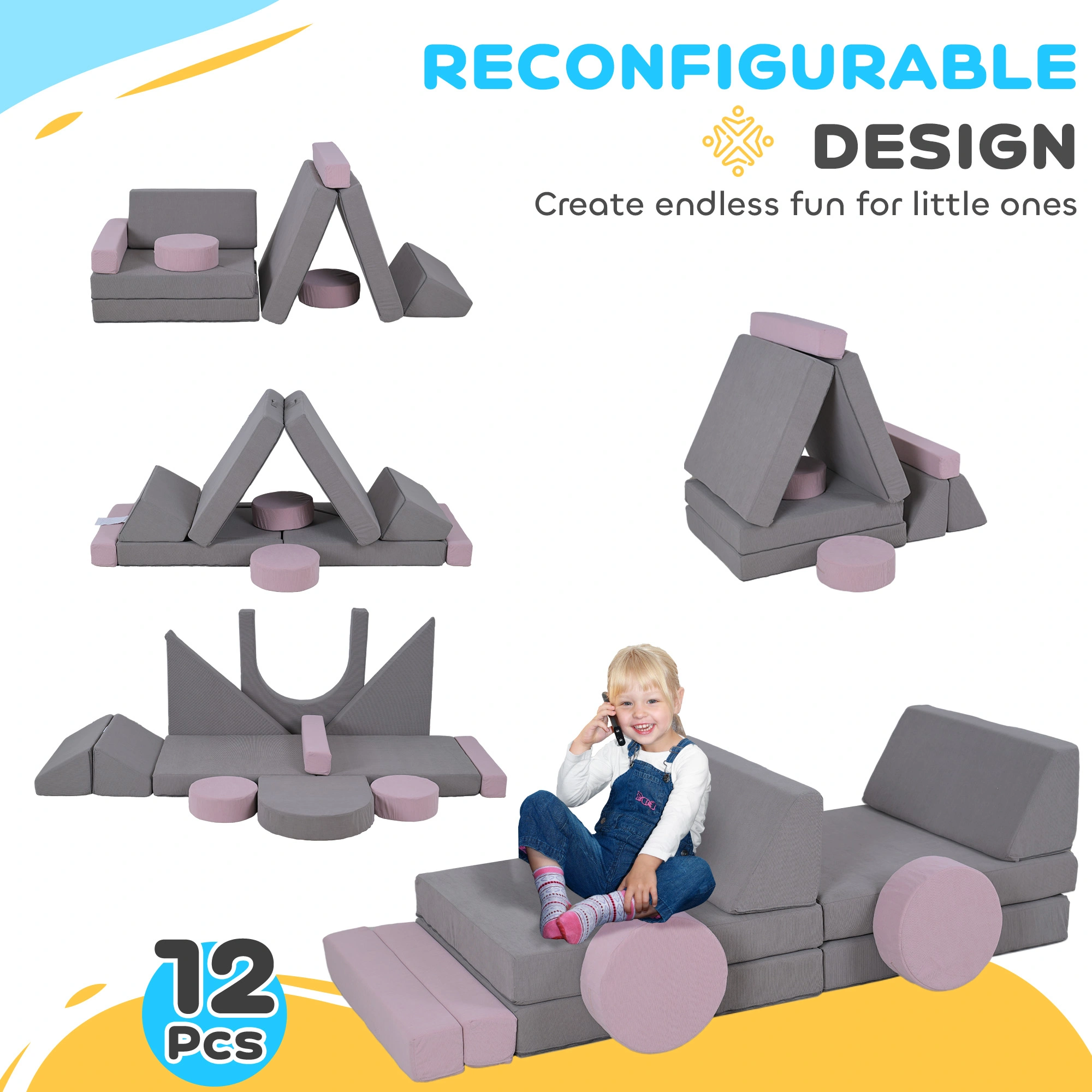 Kids Soft Play Set - Foam Baby Tumble Gym Safety Mats Indoor Outdoor Nursery view 3