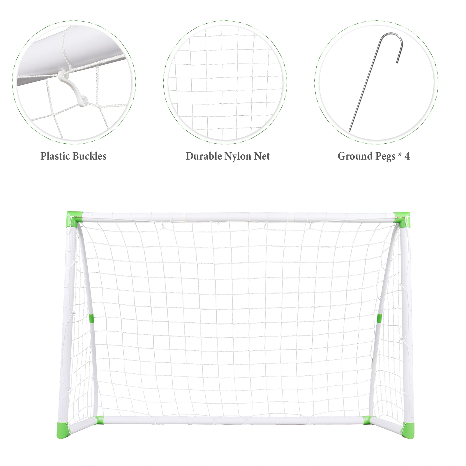 6' x 4' Soccer Goal Training Set with Net Buckles Ground Nail Football Sports view 5