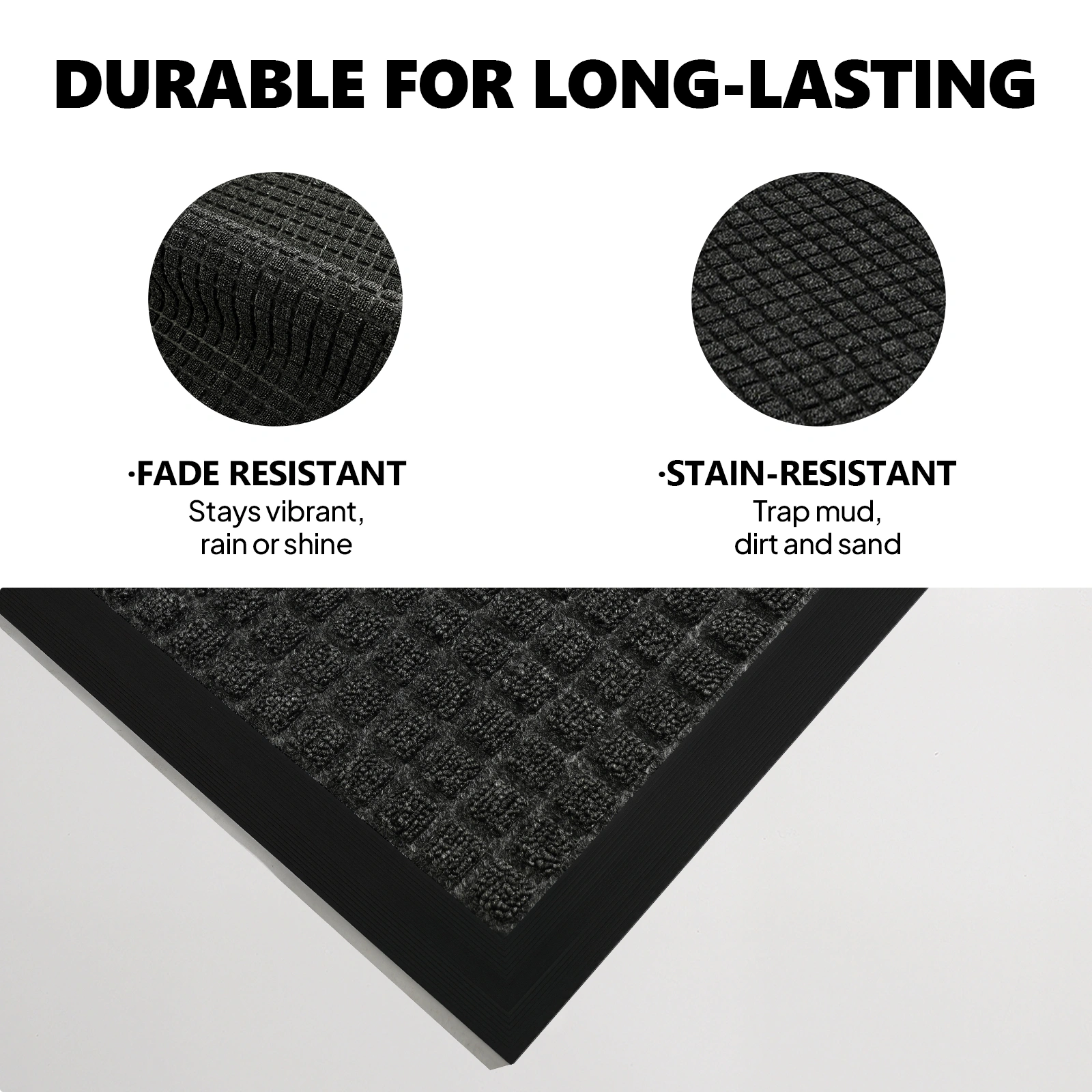 Gray Rubber Floor Mat 45x75x0.7cm - Polypropylene Grid Composite for Kitchen & Home view 3