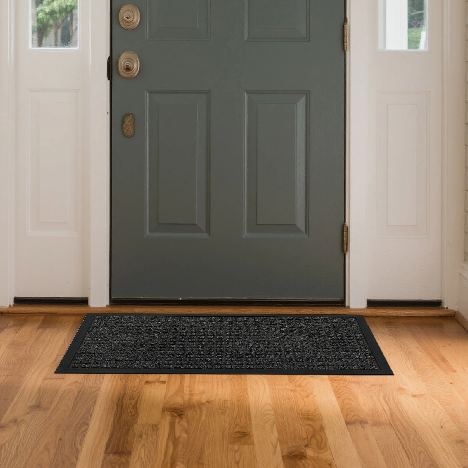 Gray Rubber Floor Mat 45x75x0.7cm - Polypropylene Grid Composite for Kitchen & Home view 4