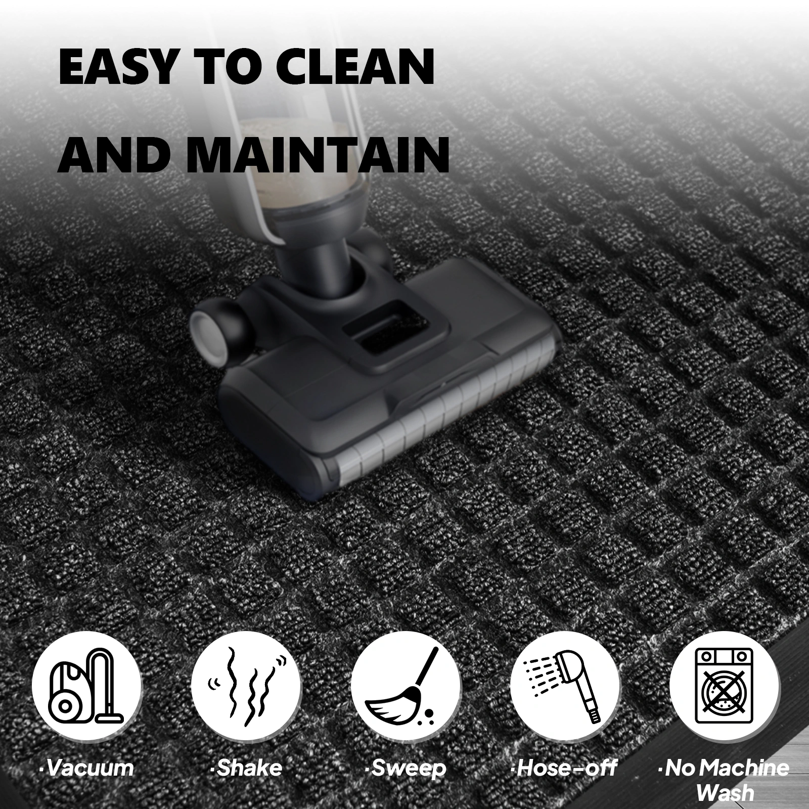 Gray Rubber Floor Mat 45x75x0.7cm - Polypropylene Grid Composite for Kitchen & Home view 5