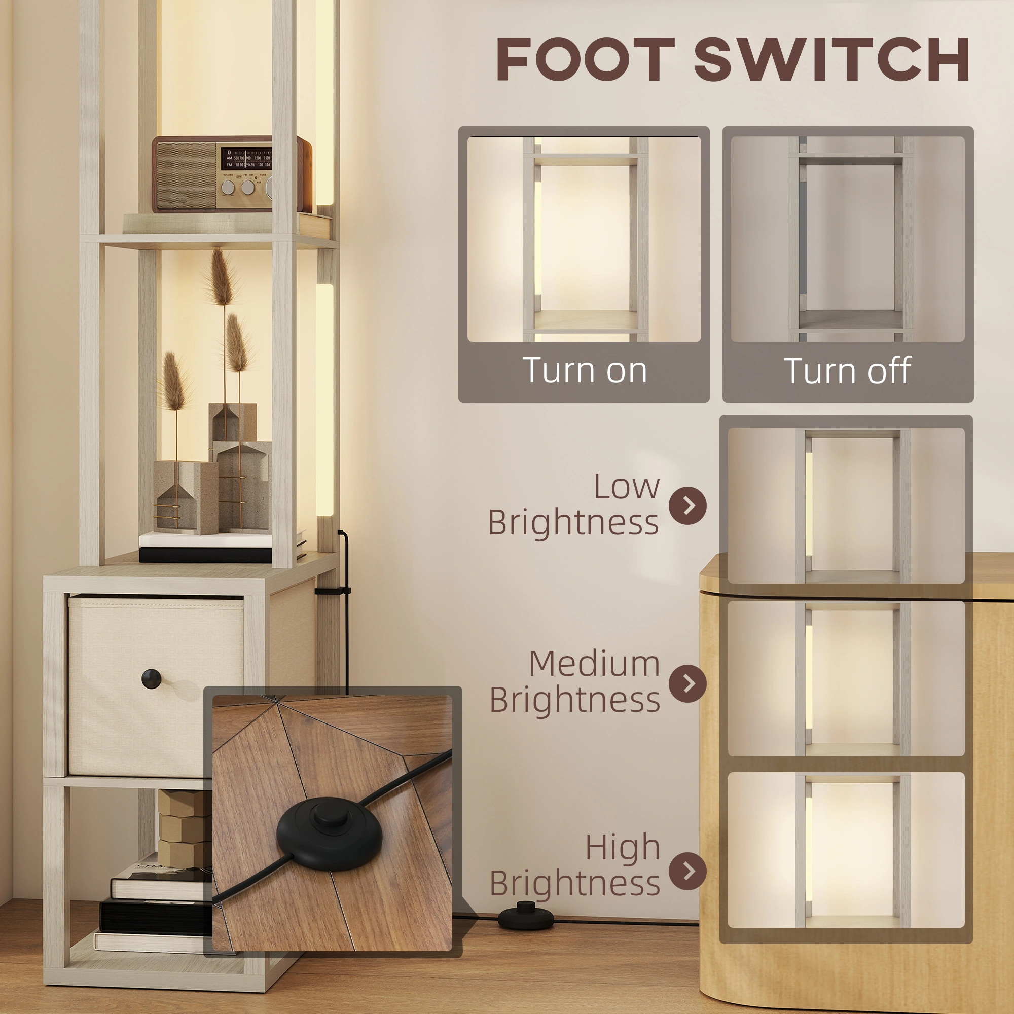 Bathroom Storage Cabinet with Shelves, White Freestanding Bathroom Organizer, Modern Floor Storage Unit view 4