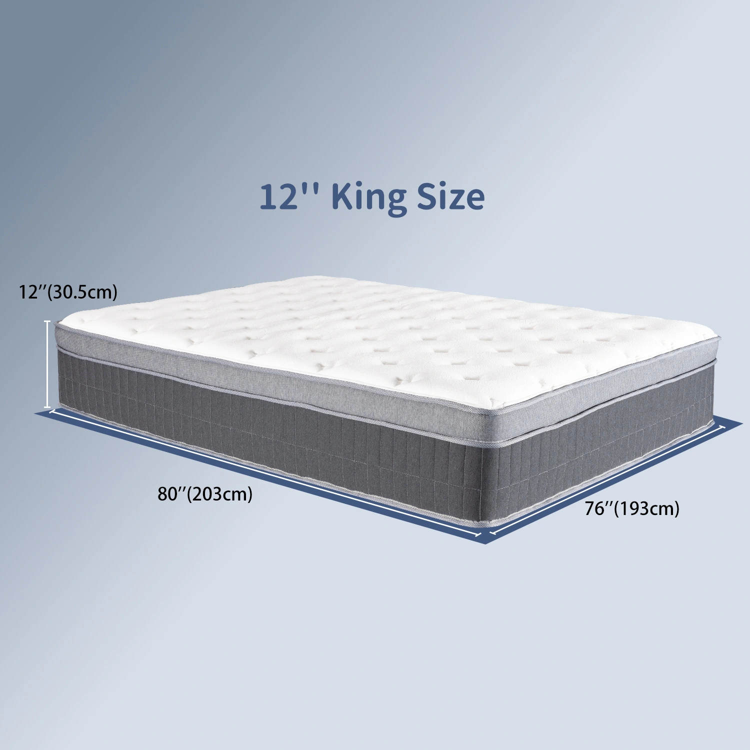 King Size Mattress in a Box 12 Inch Memory Foam Hybrid Mattress with Pocketed Springs Medium Firm Support Motion Isolation Edge Support 60 Night Trial view 3