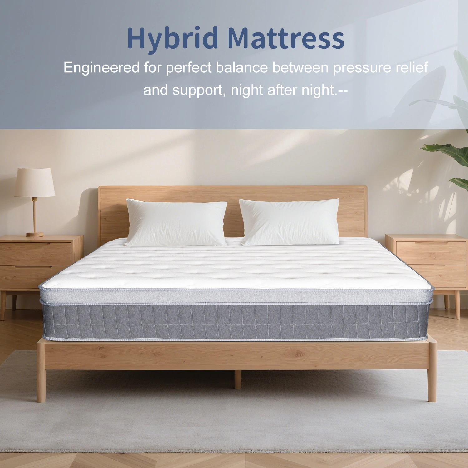 King Size Mattress in a Box 12 Inch Memory Foam Hybrid Mattress with Pocketed Springs Medium Firm Support Motion Isolation Edge Support 60 Night Trial view 4