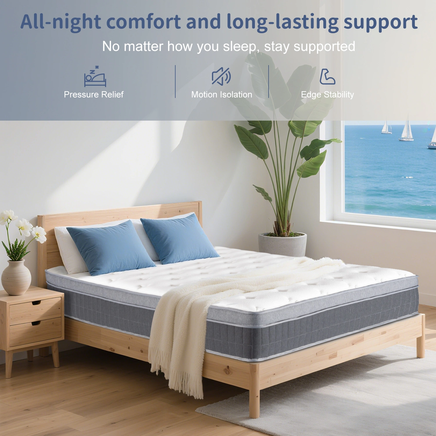 King Size Mattress in a Box 12 Inch Memory Foam Hybrid Mattress with Pocketed Springs Medium Firm Support Motion Isolation Edge Support 60 Night Trial view 6
