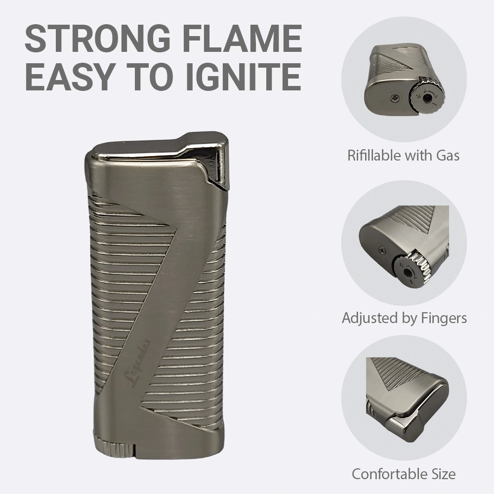 LEGENDEX PIONEER Torch Lighter Gunmetal, Refillable Adjustable Flame, Windproof for Cigar, Cigarette, Kitchen, Outdoor Use view 3