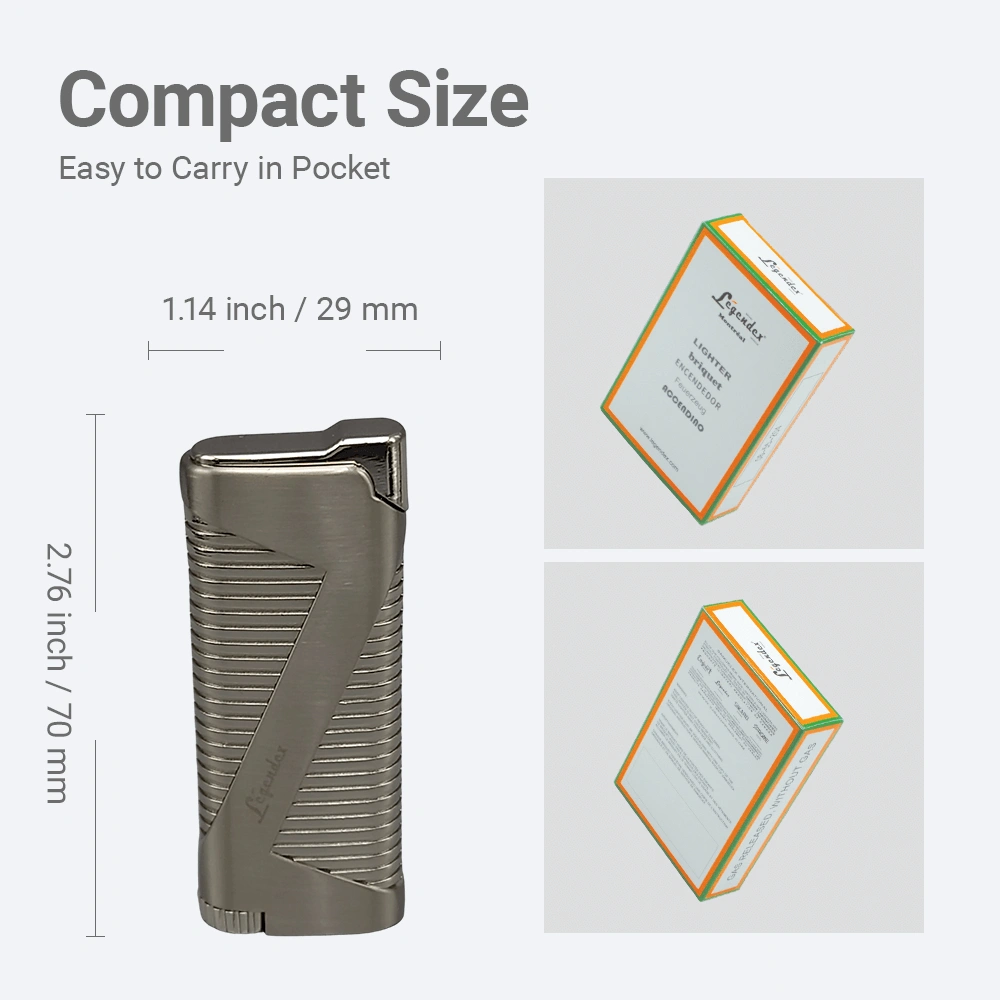 LEGENDEX PIONEER Torch Lighter Gunmetal, Refillable Adjustable Flame, Windproof for Cigar, Cigarette, Kitchen, Outdoor Use view 5