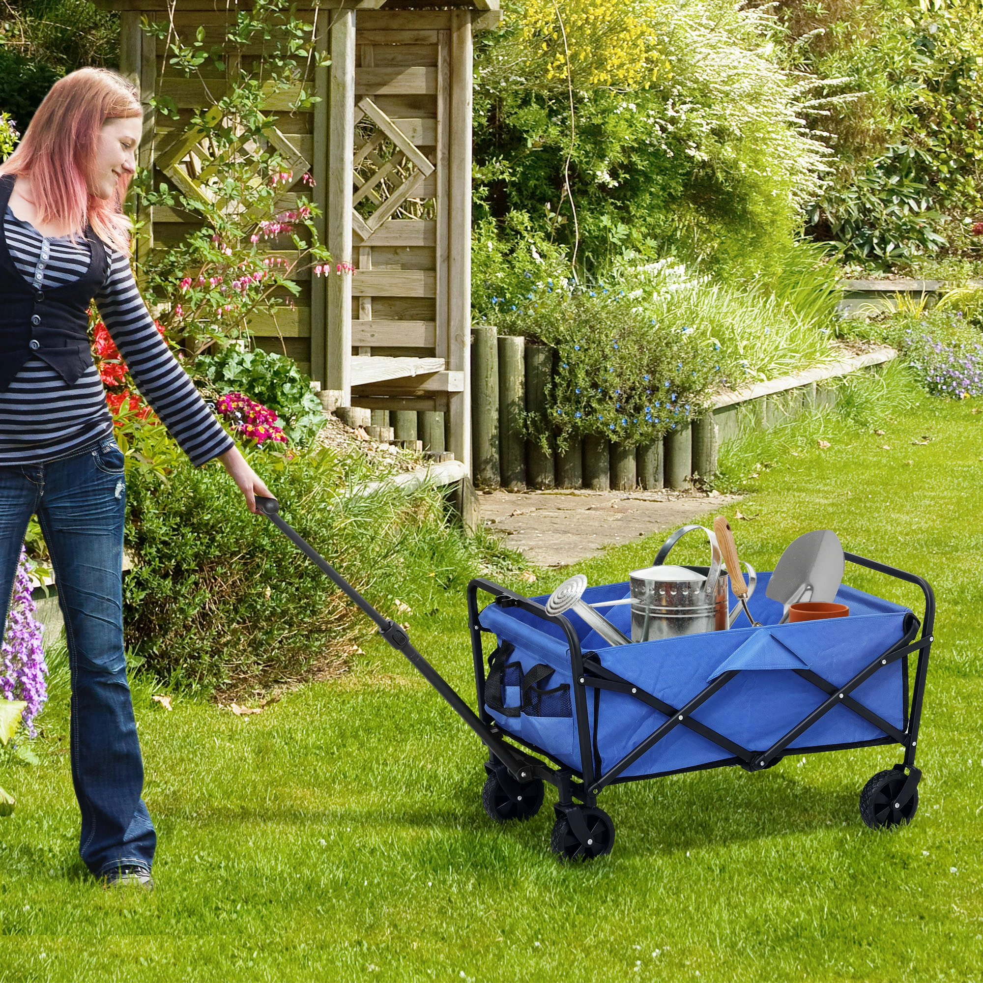 Heavy Duty Folding Hand Truck, Aluminum Foldable Dolly Cart with Padded Handle & Large Wheels