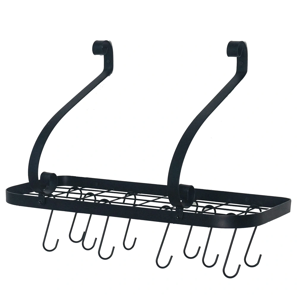 Wall Mount Pot Pan Rack with 10 HooksBlack view 2