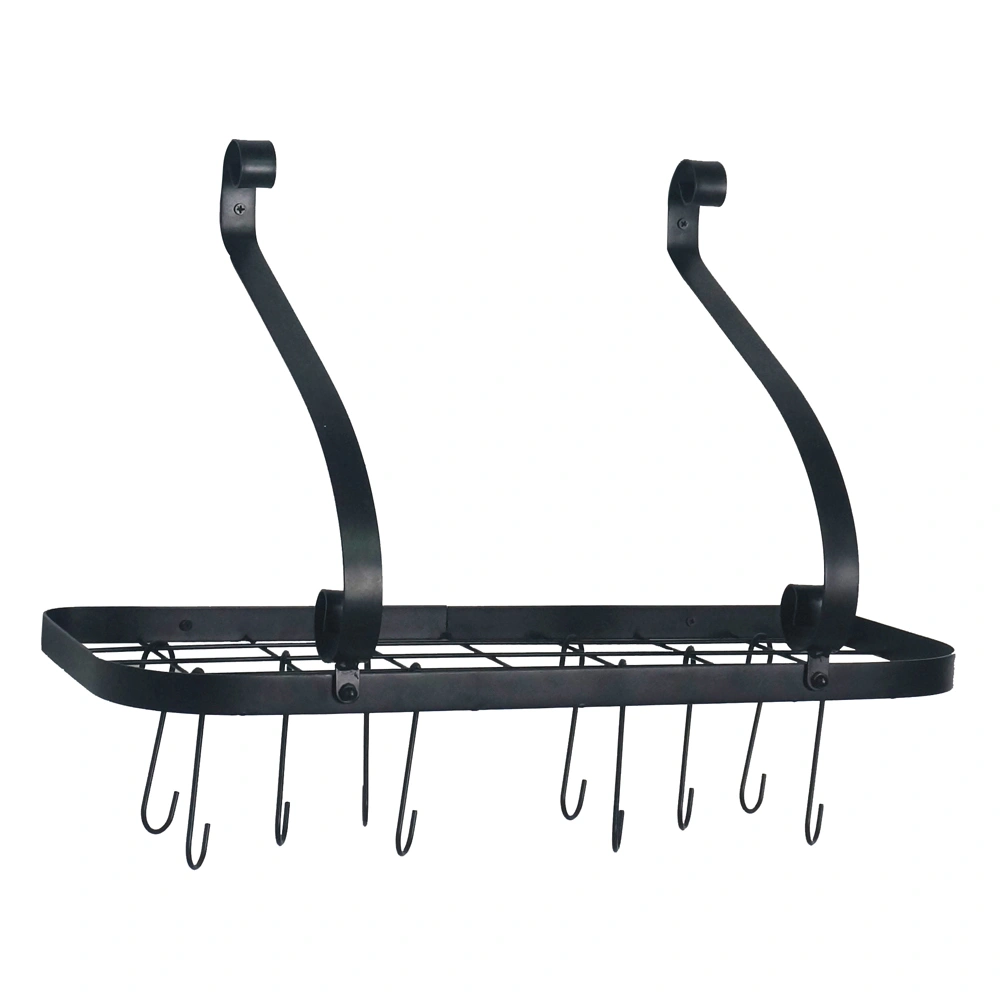 Wall Mount Pot Pan Rack with 10 HooksBlack view 3