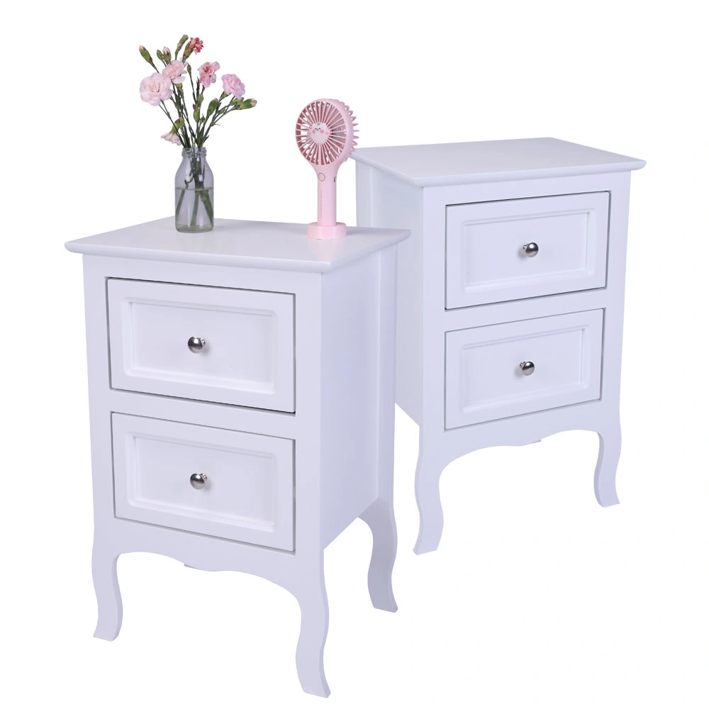 2pcs Country Style Two-Tier Night Tables Large Size White view 13