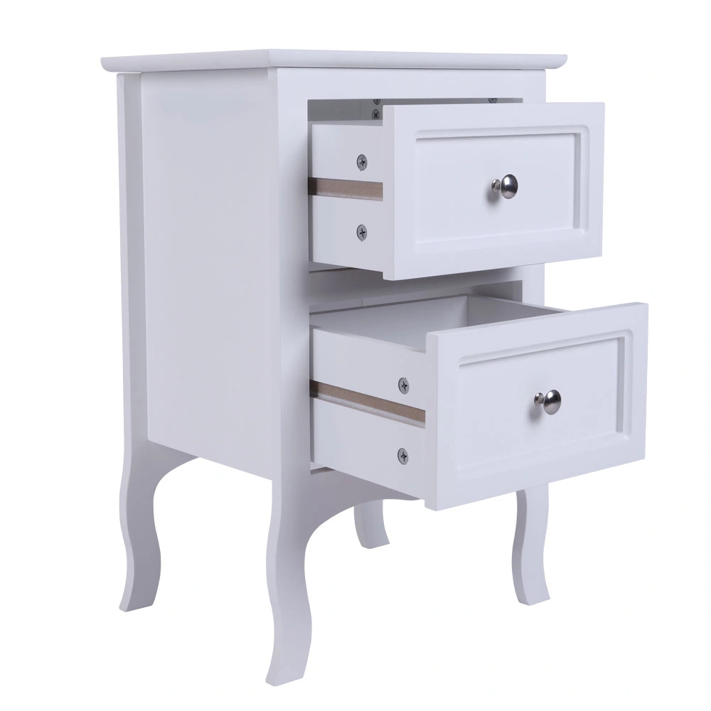 2pcs Country Style Two-Tier Night Tables Large Size White view 20