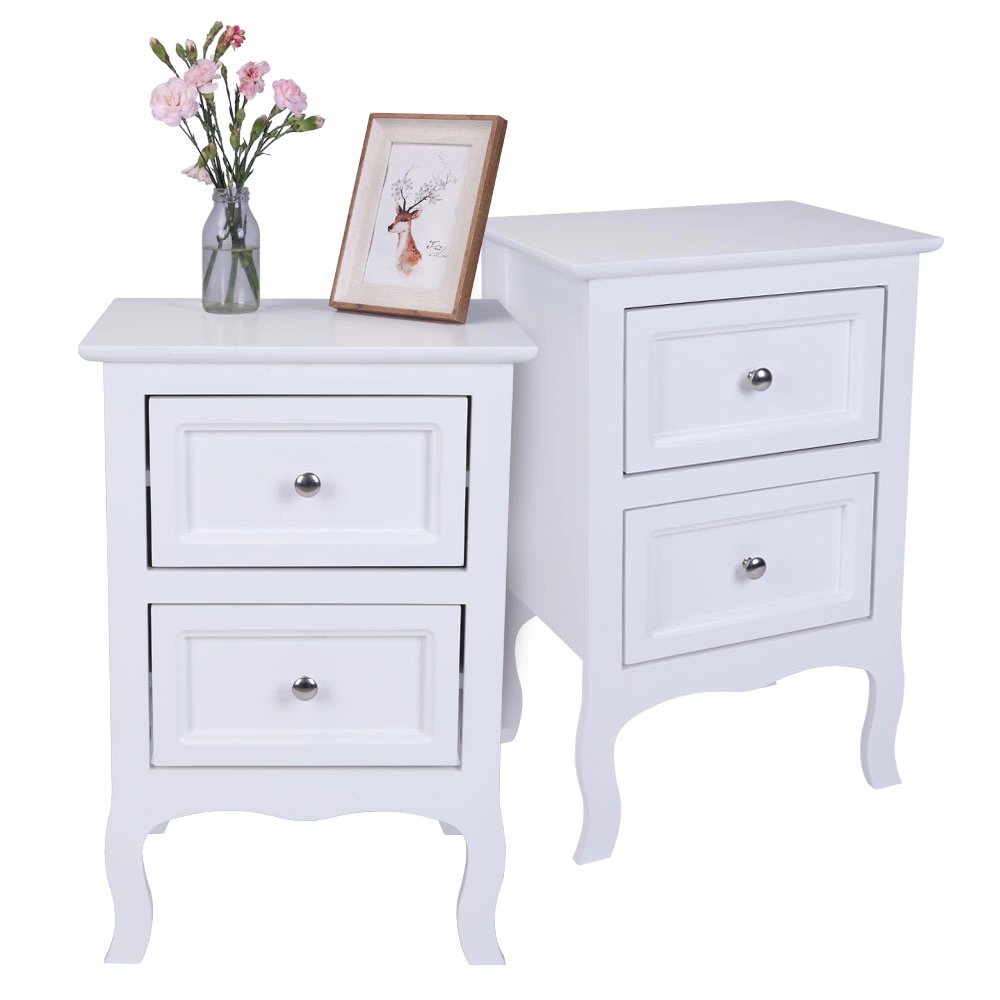 2pcs Country Style Two-Tier Night Tables Large Size White view 6