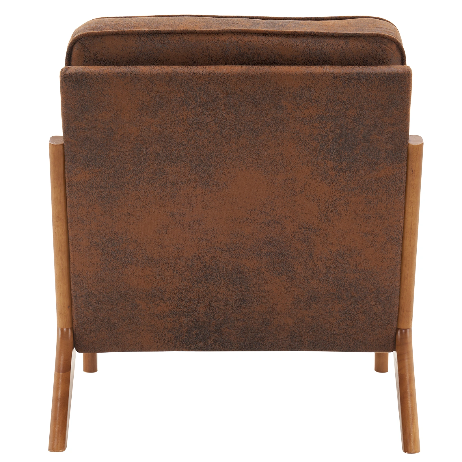 Orange Upholstered Single Lounge Chair with Oak Armrests - Modern Indoor Accent Chair with Wooden Frame view 14