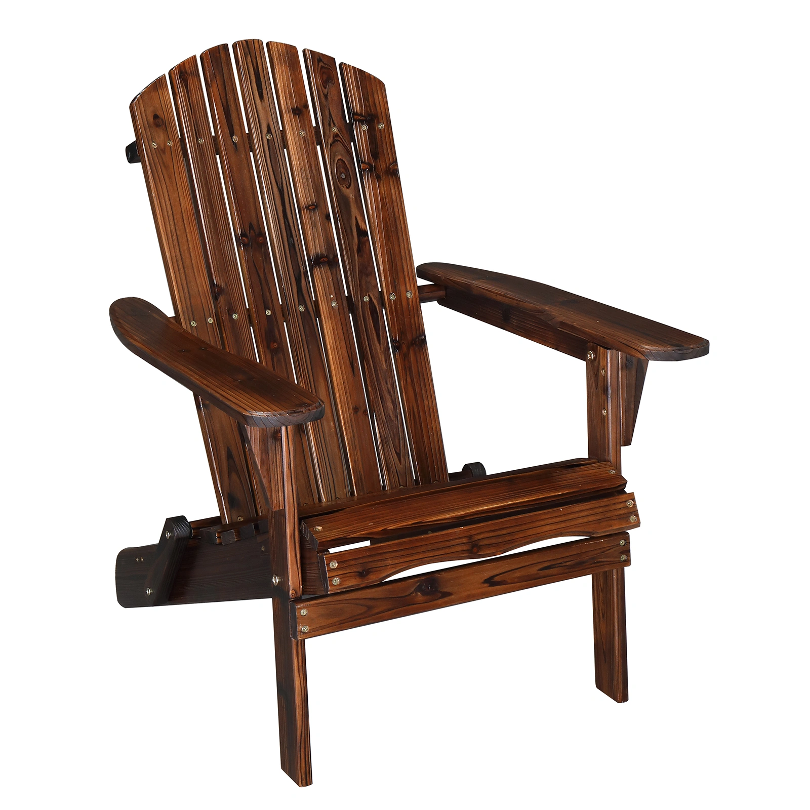 Folding Wooden Adirondack Lounger Chair with Natural Finish view 13
