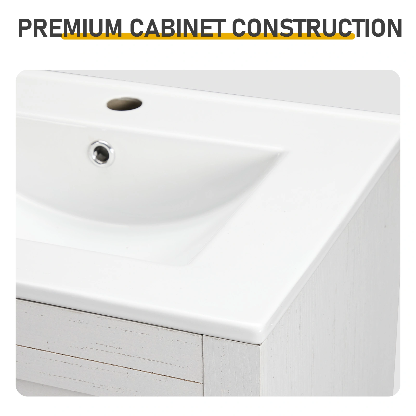 Washed white particleboard with melamine veneer, barn double door with U-shaped internal shelves, washbasin cabinet, 76*47*91cm (30 inches) view 6
