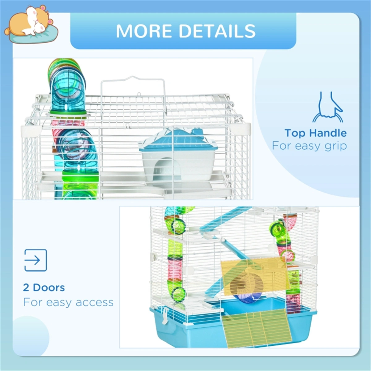Hamster Cage Rat House for Small Animals - Multi-Level Rodent Enclosure view 3