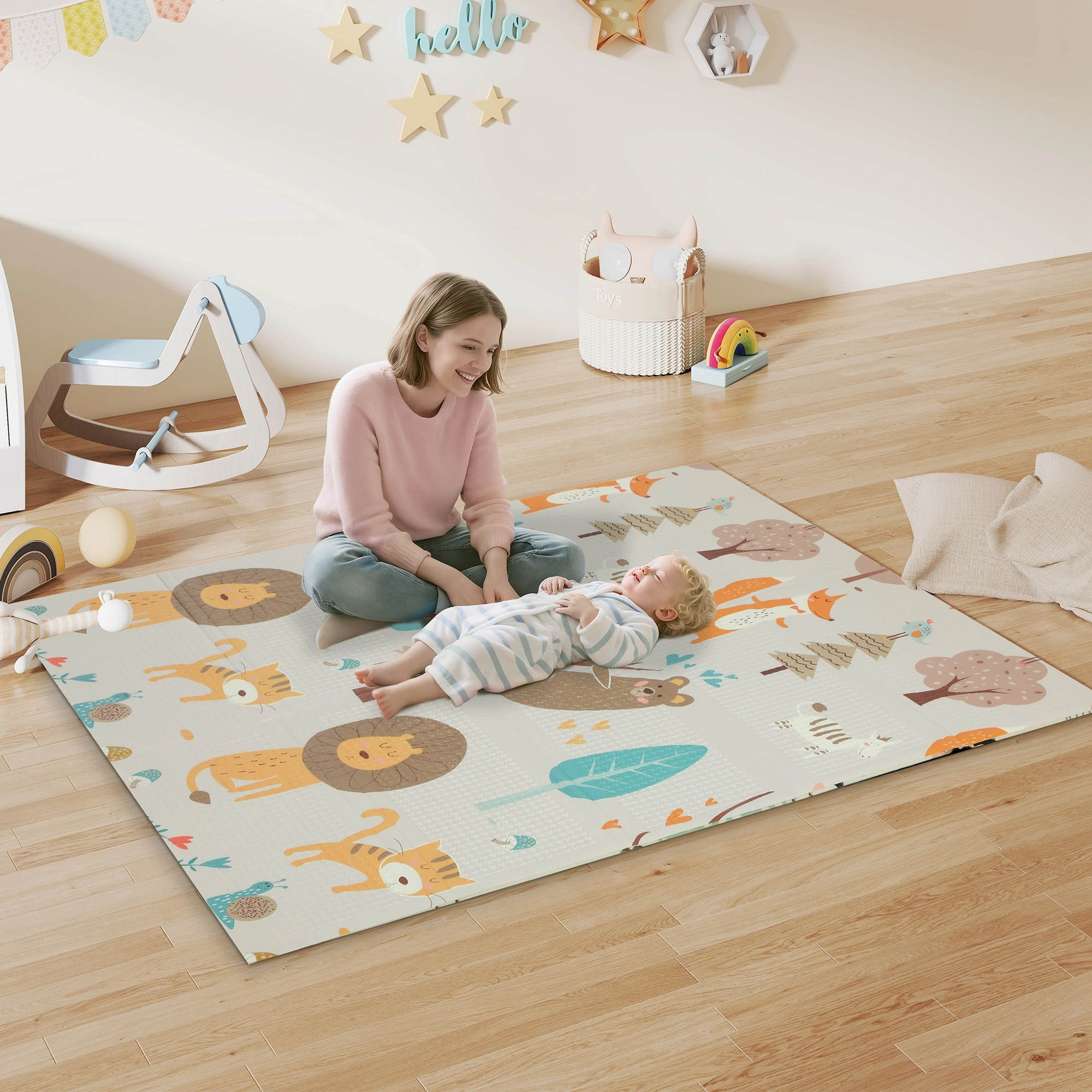 Baby Play Mat, Large Thick Foam Puzzle Mat, Safe Soft Floor Mat for Kids Room and Nursery