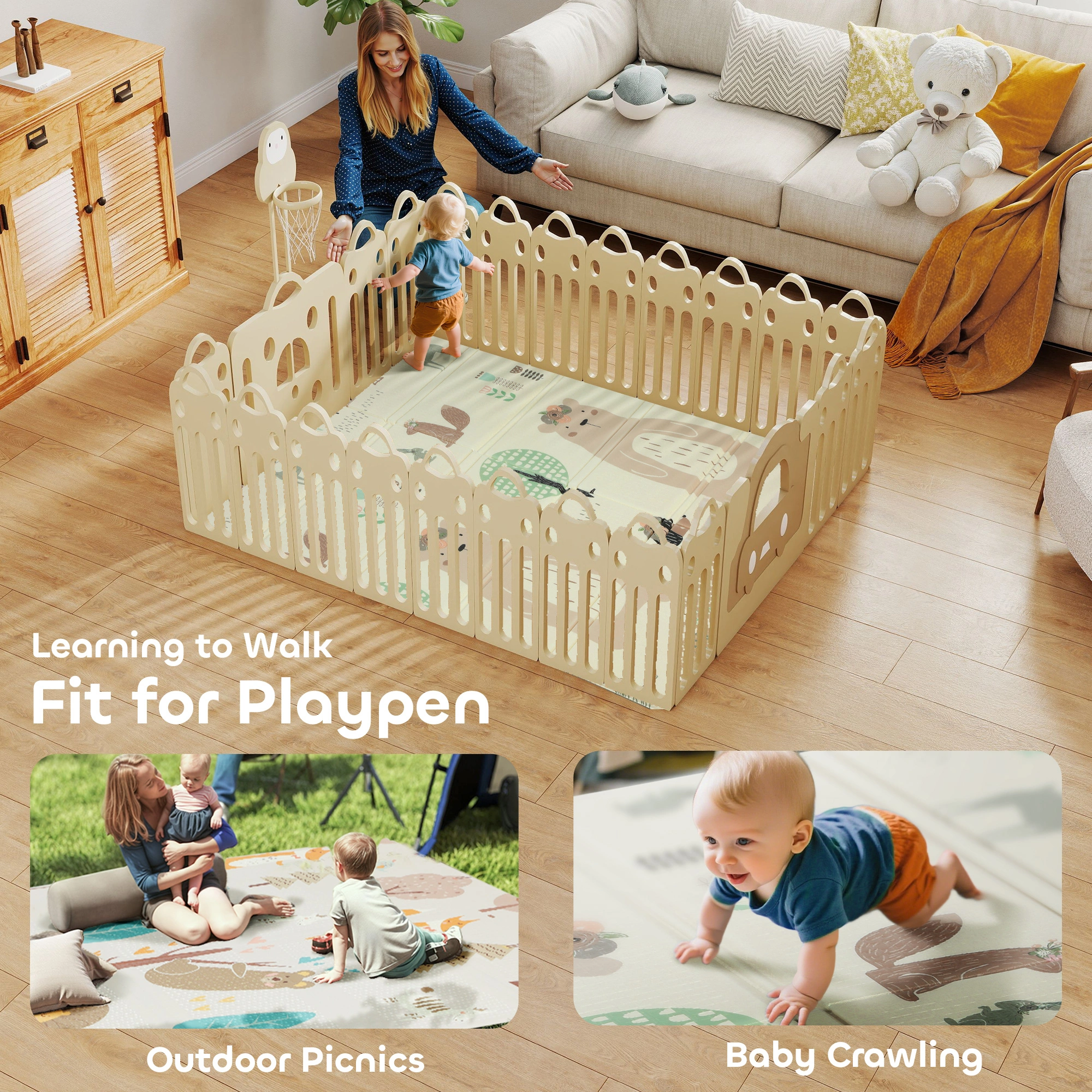 Baby Play Mat, Large Thick Foam Puzzle Mat, Safe Soft Floor Mat for Kids Room and Nursery view 2