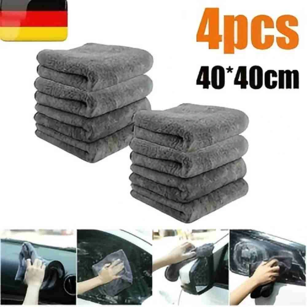 4 Pack Microfiber Car Wash Cloths 1200 GSM, Thick Soft Drying & Polishing Towels 40x40cm for Auto Detailing view 2