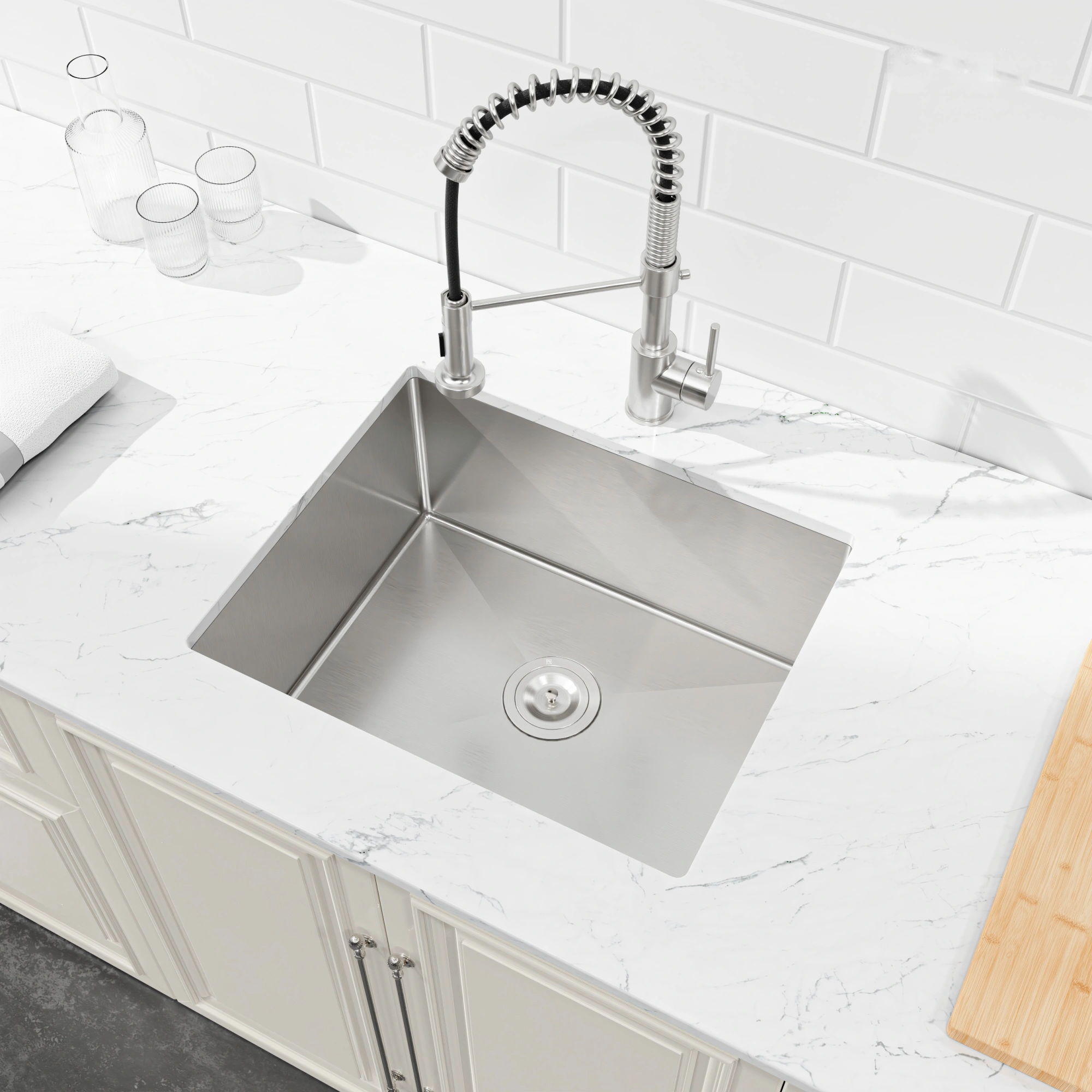 Stainless Steel Kitchen Sink, 23″x19″ Single Bowl, Undermount Handmade Sink in Dark Gray, with US Standard Drain and HookUnable ship on weekends, TK/TEMU only for pickup, only TX10643 warehouse supports GOFO view 10