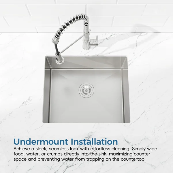 Stainless Steel Kitchen Sink, 23″x19″ Single Bowl, Undermount Handmade Sink in Dark Gray, with US Standard Drain and Hook[Unable ship on weekends, TK/TEMU only for pickup, only TX10643 warehouse supports GOFO] view 5