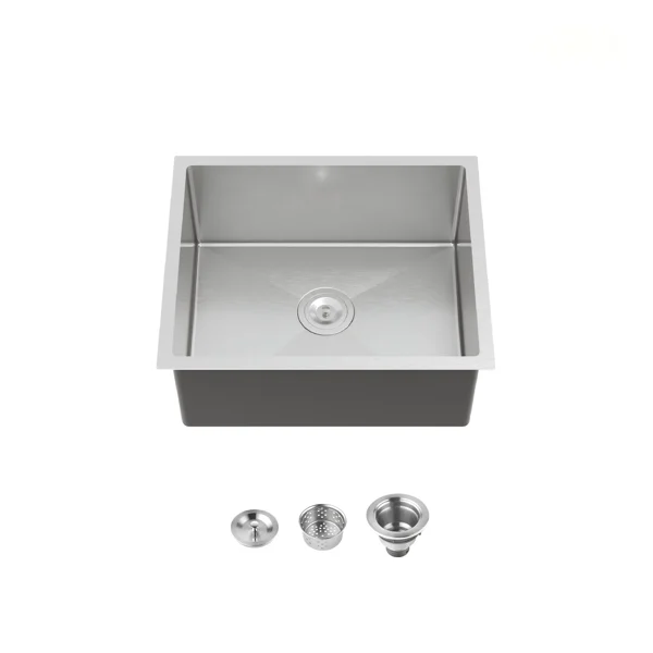 Stainless Steel Kitchen Sink, 23″x19″ Single Bowl, Undermount Handmade Sink in Dark Gray, with US Standard Drain and Hook[Unable ship on weekends, TK/TEMU only for pickup, only TX10643 warehouse supports GOFO]