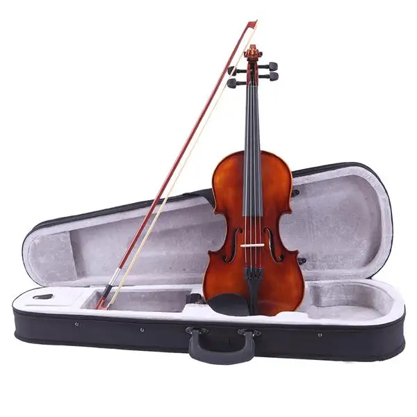 GV201 4/4 Classic Solid Wood Violin Case Bow Violin Strings Rosin Shoulder Rest Electronic Tuner