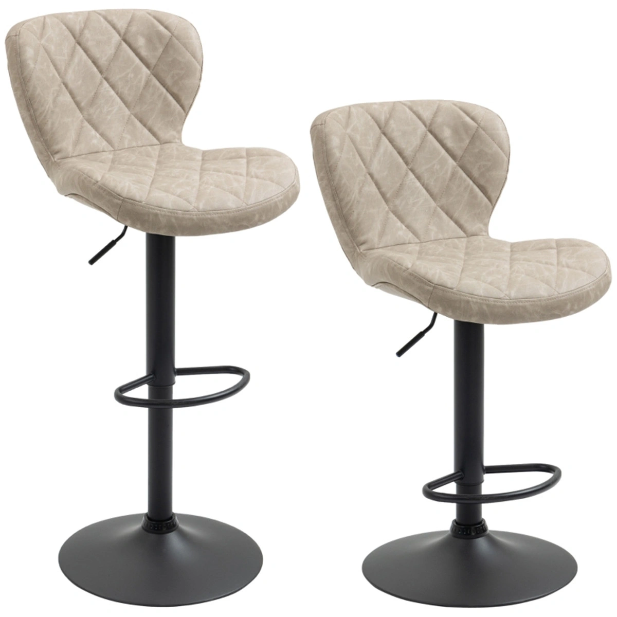 Set of 2 Bar Stools, Vintage Dining Chair with Footrest, 360 Swivel Office Chair for Kitchen Counter view 3