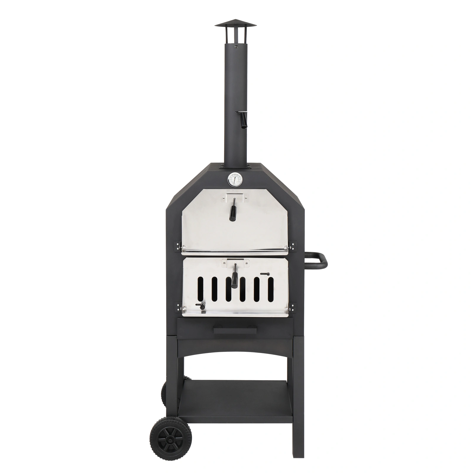 Outdoor Wood Fired Pizza Oven with Pizza Stone, Peel & Grill Rack, Backyard Camping view 2