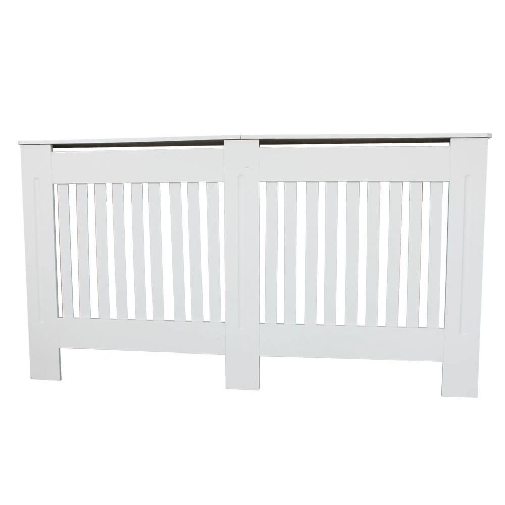 Traditional E1 MDF Radiator Cover, Vertical Stripe Ventilated Heater Screen, White Large view 3