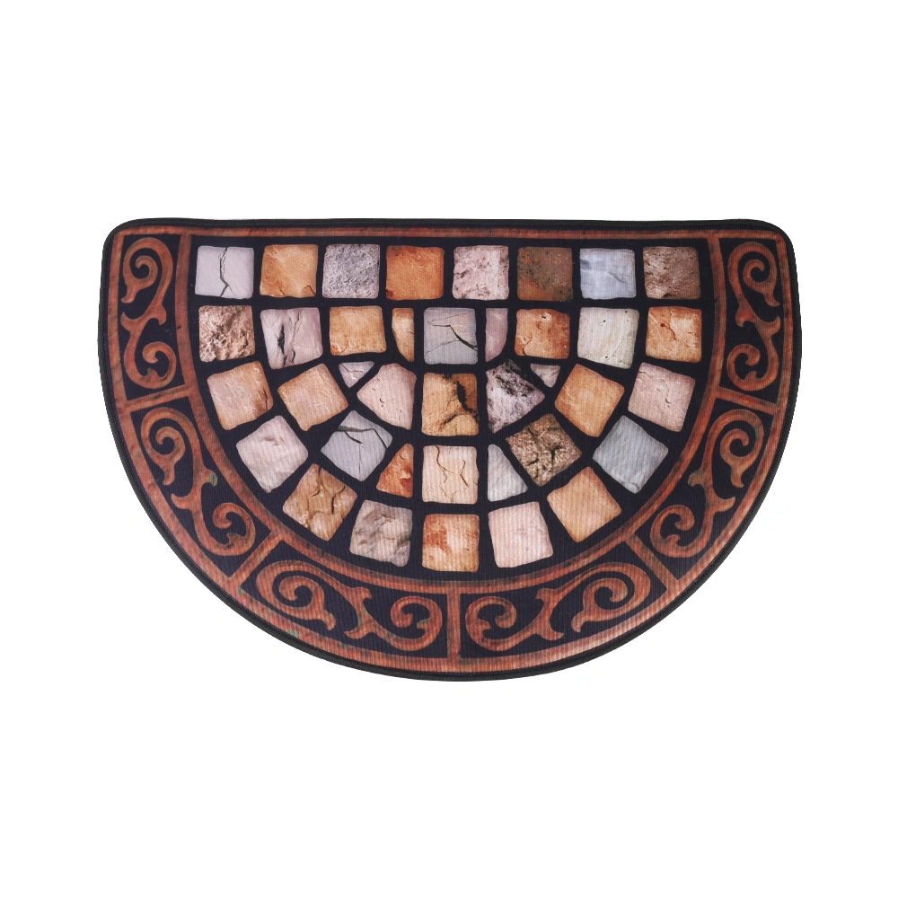 Outdoor Half Moon Door Mat Slate Effect Welcome Mat Anti Slip Rubber Backing for Porch Garden Entrance Walkway view 3