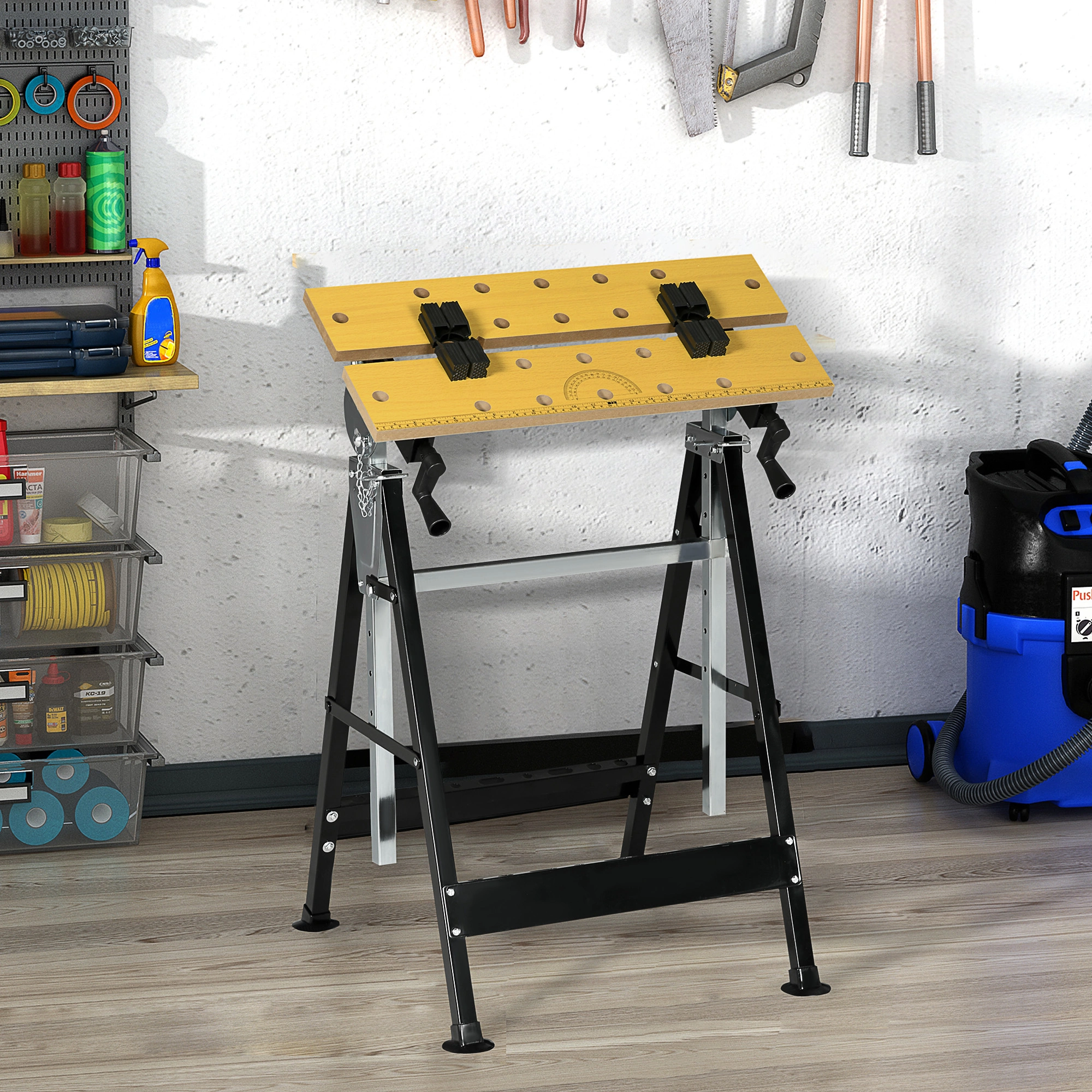 Foldable Work Bench - Sturdy Portable Welding Table with Adjustable Height, Heavy-Duty Steel Frame